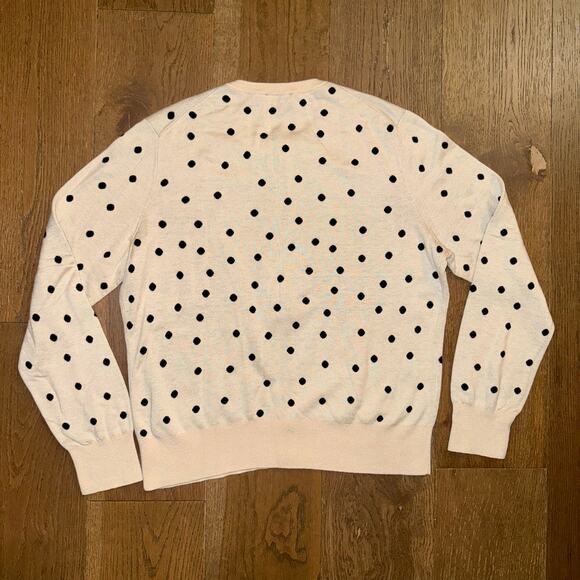 Ann Taylor Soft Polka Dot Cream and Black Cardigan Cozy Fall Cashmere Size XL - Picture 2 of 4
